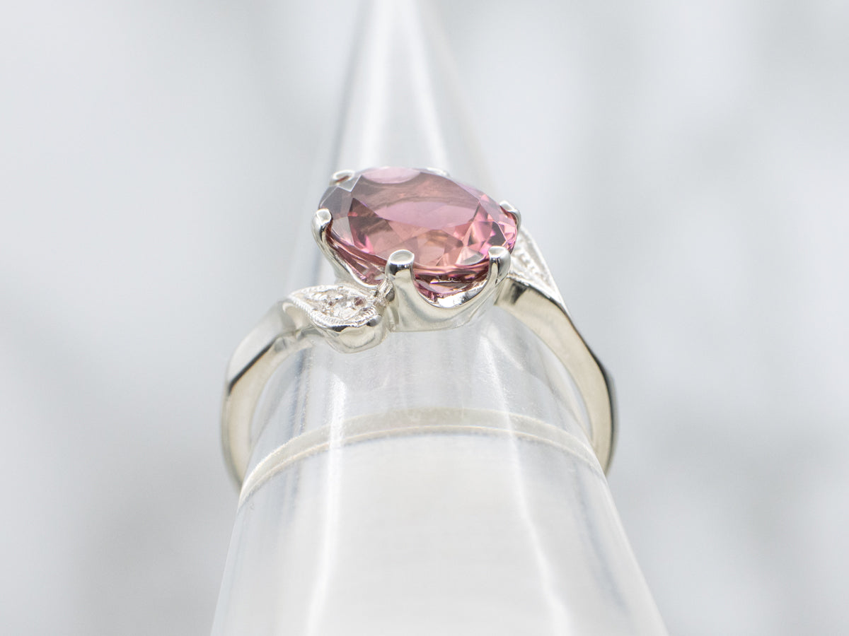 Pink Tourmaline and Diamond Bypass Ring