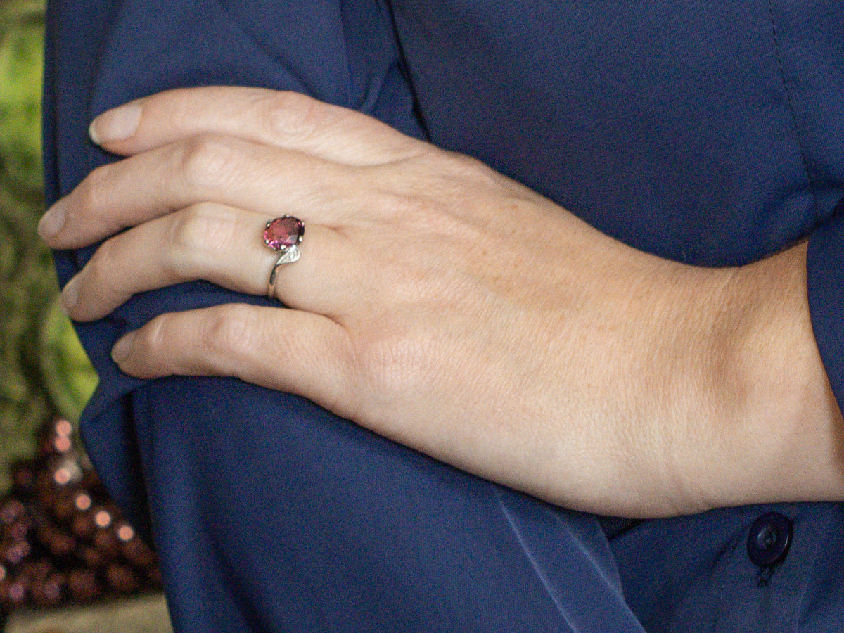 Pink Tourmaline and Diamond Bypass Ring