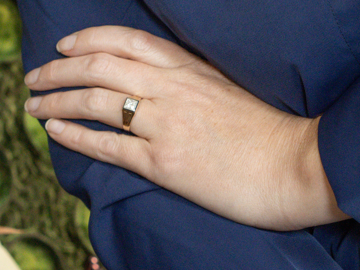 Princess Cut Diamond Solitaire Two Tone Ring