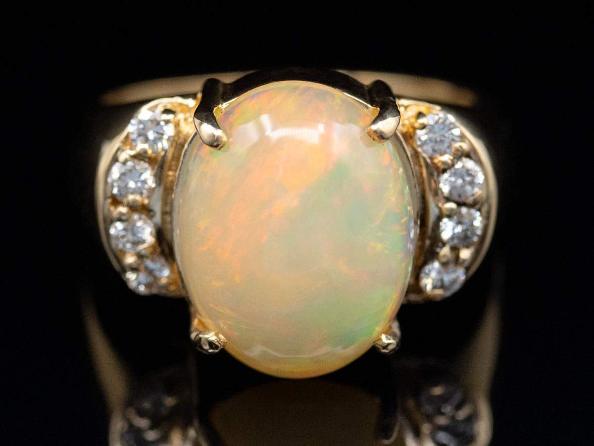 Opal and Diamond Yellow Gold Cocktail Ring