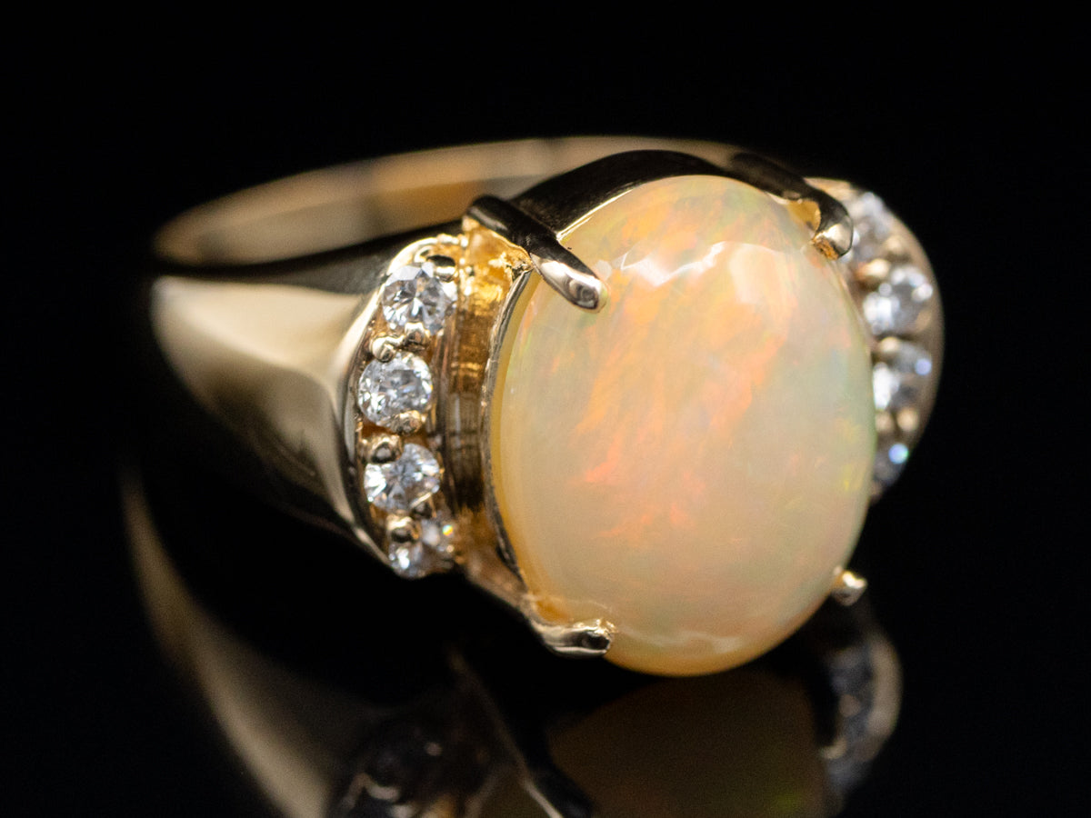Opal and Diamond Yellow Gold Cocktail Ring