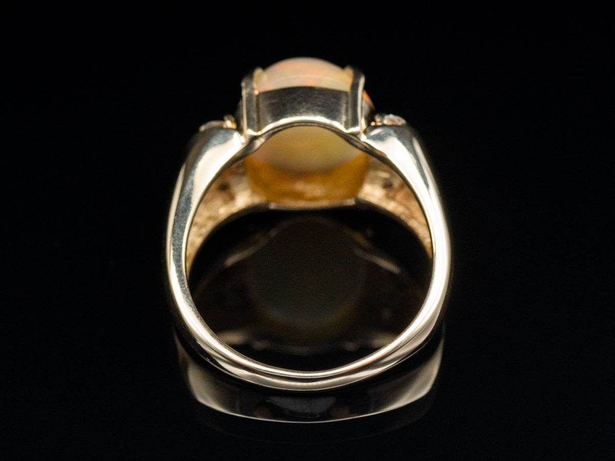 Opal and Diamond Yellow Gold Cocktail Ring