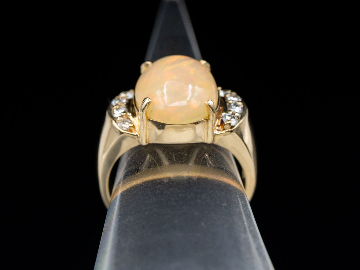 Opal and Diamond Yellow Gold Cocktail Ring