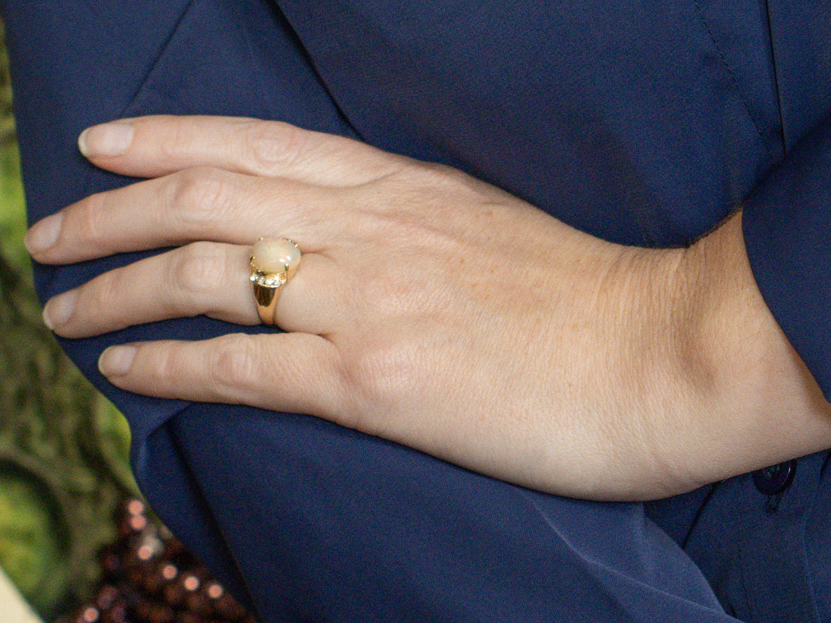 Opal and Diamond Yellow Gold Cocktail Ring