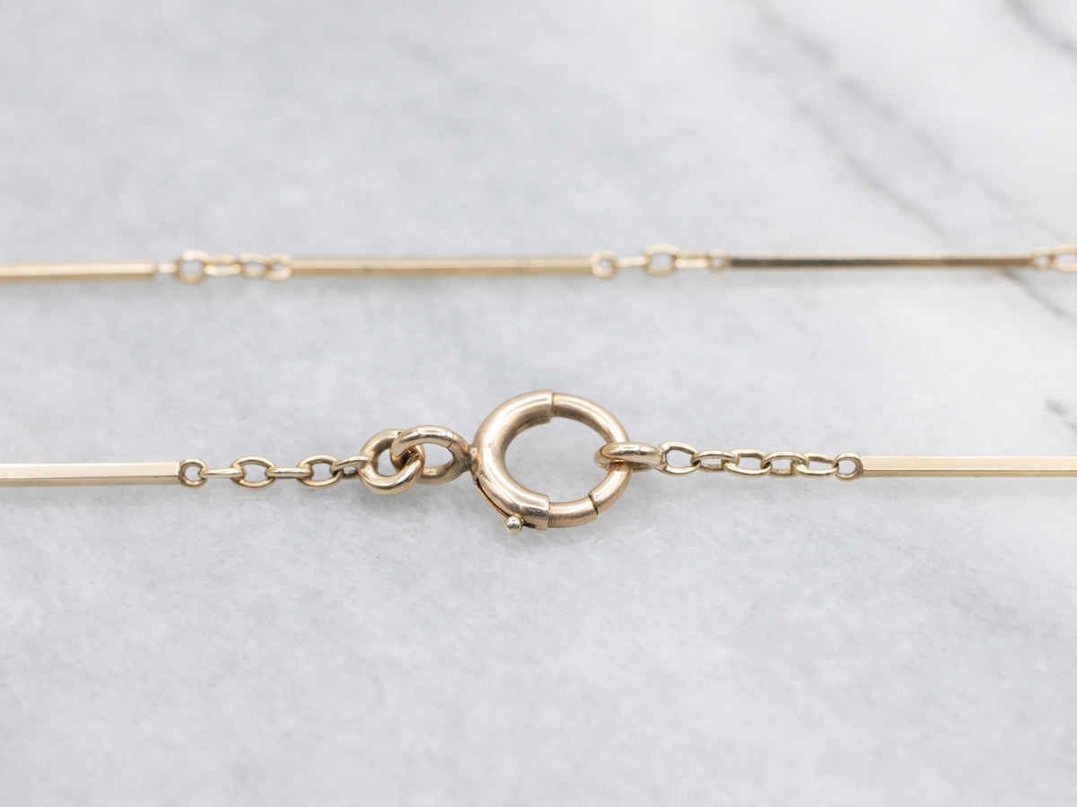 Yellow Gold Bar Link Watch Chain