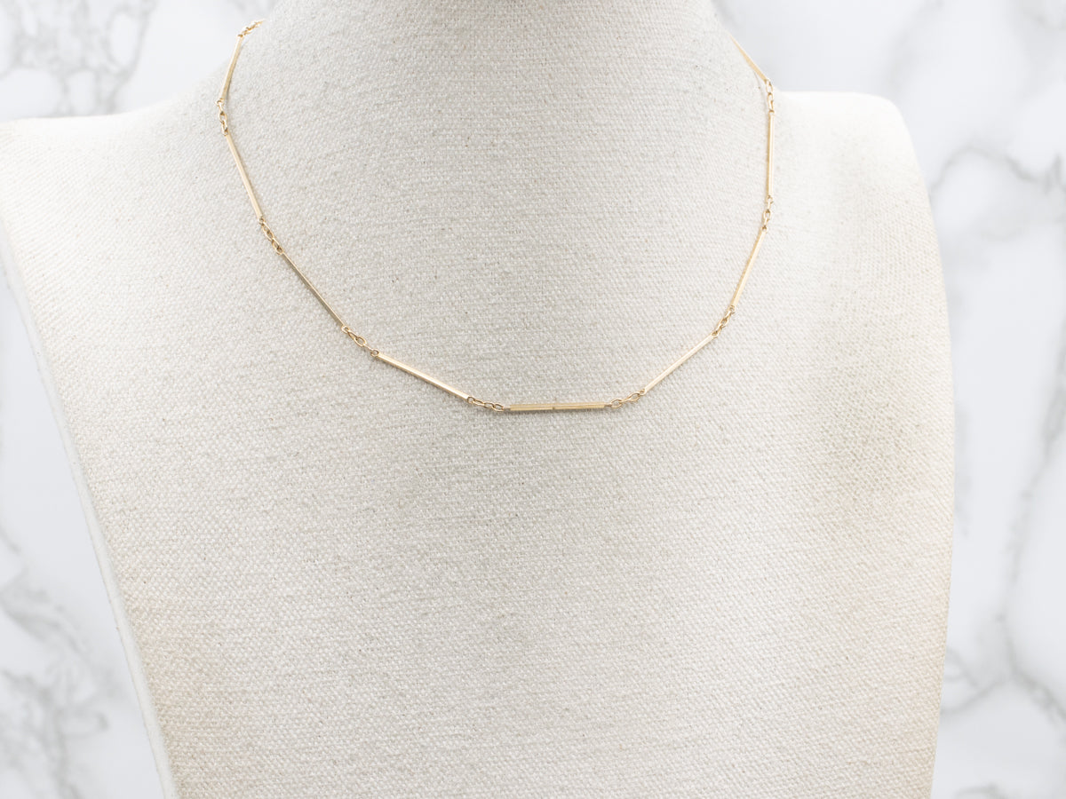 Yellow Gold Bar Link Watch Chain