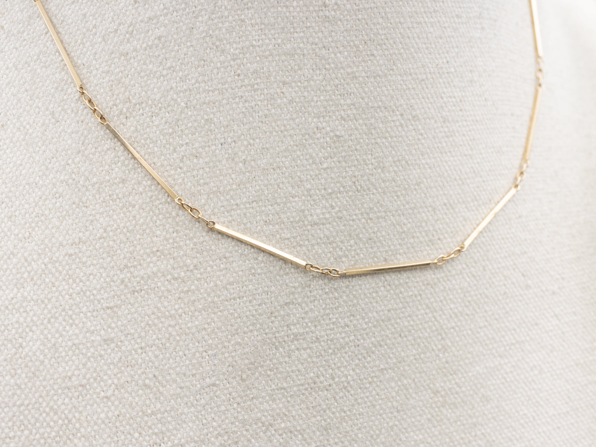 Yellow Gold Bar Link Watch Chain