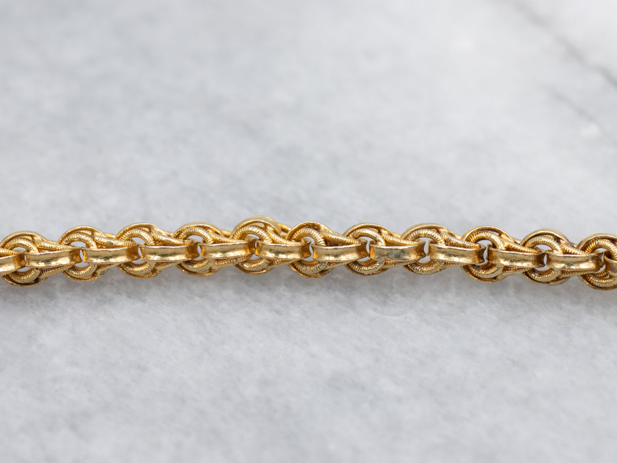 Victorian Era Clasped Hand Antique Gold Pocket Watch Chain