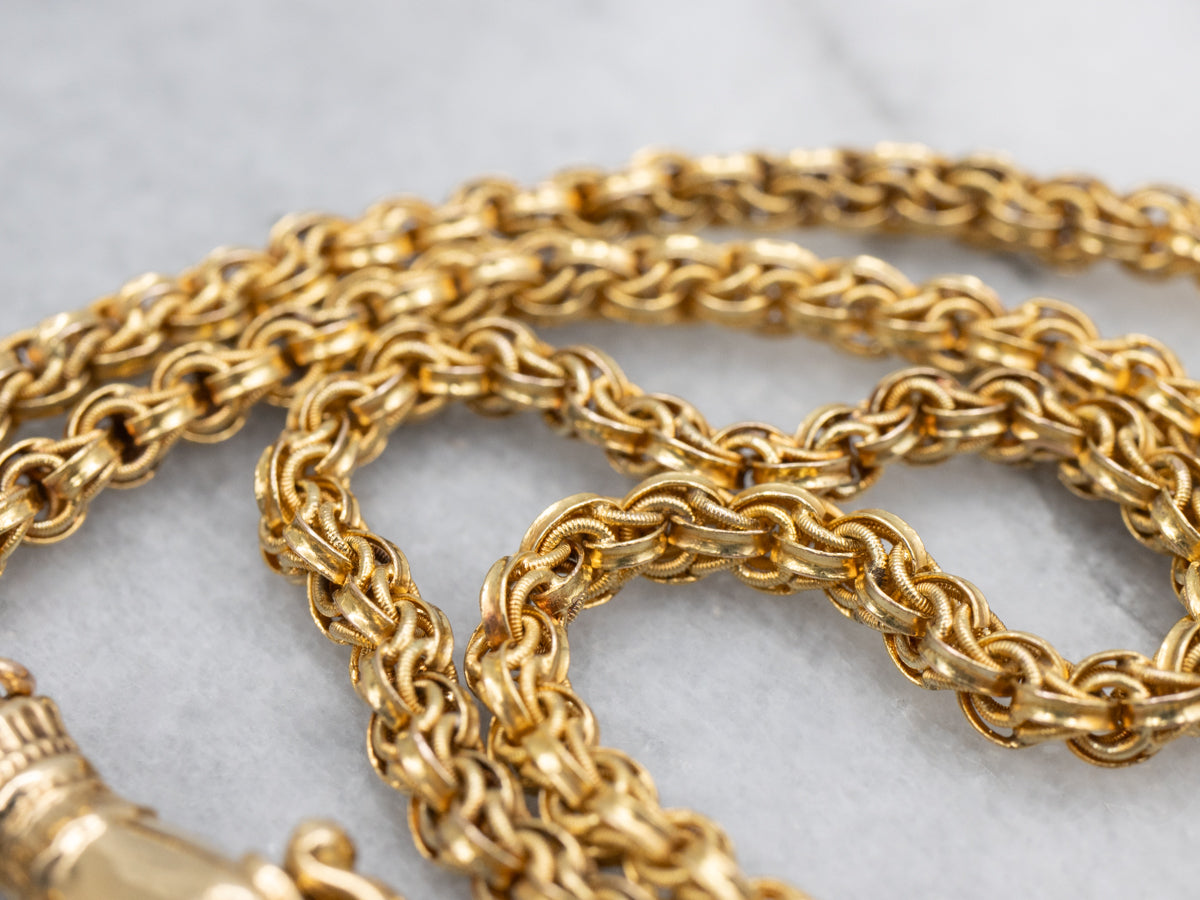 Victorian Era Clasped Hand Antique Gold Pocket Watch Chain