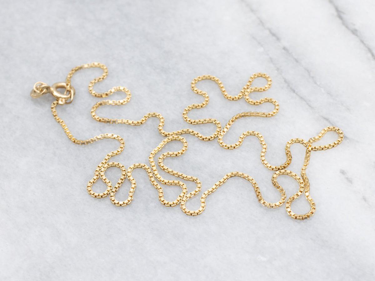Long Yellow Gold Box Chain