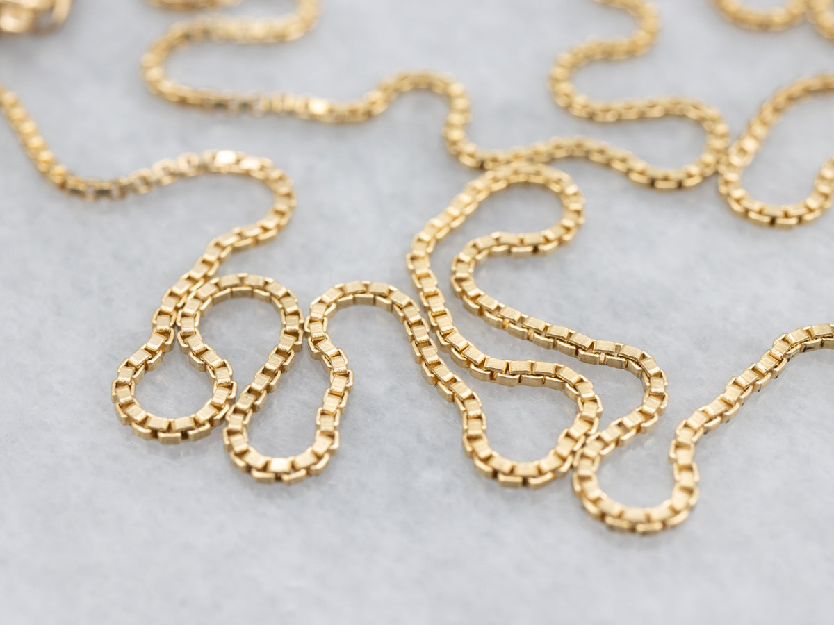 Long Yellow Gold Box Chain