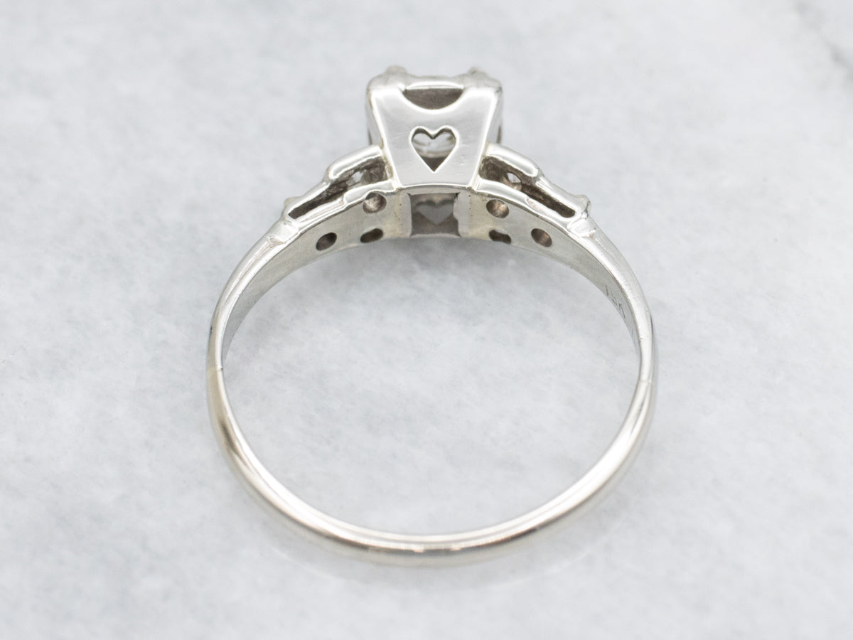 1940s Old Mine Cut Diamond Sweetheart Engagement Ring