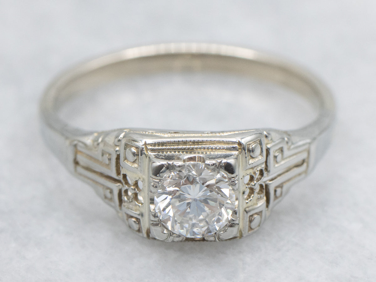 Art Deco Diamond Solitaire Engagement Ring