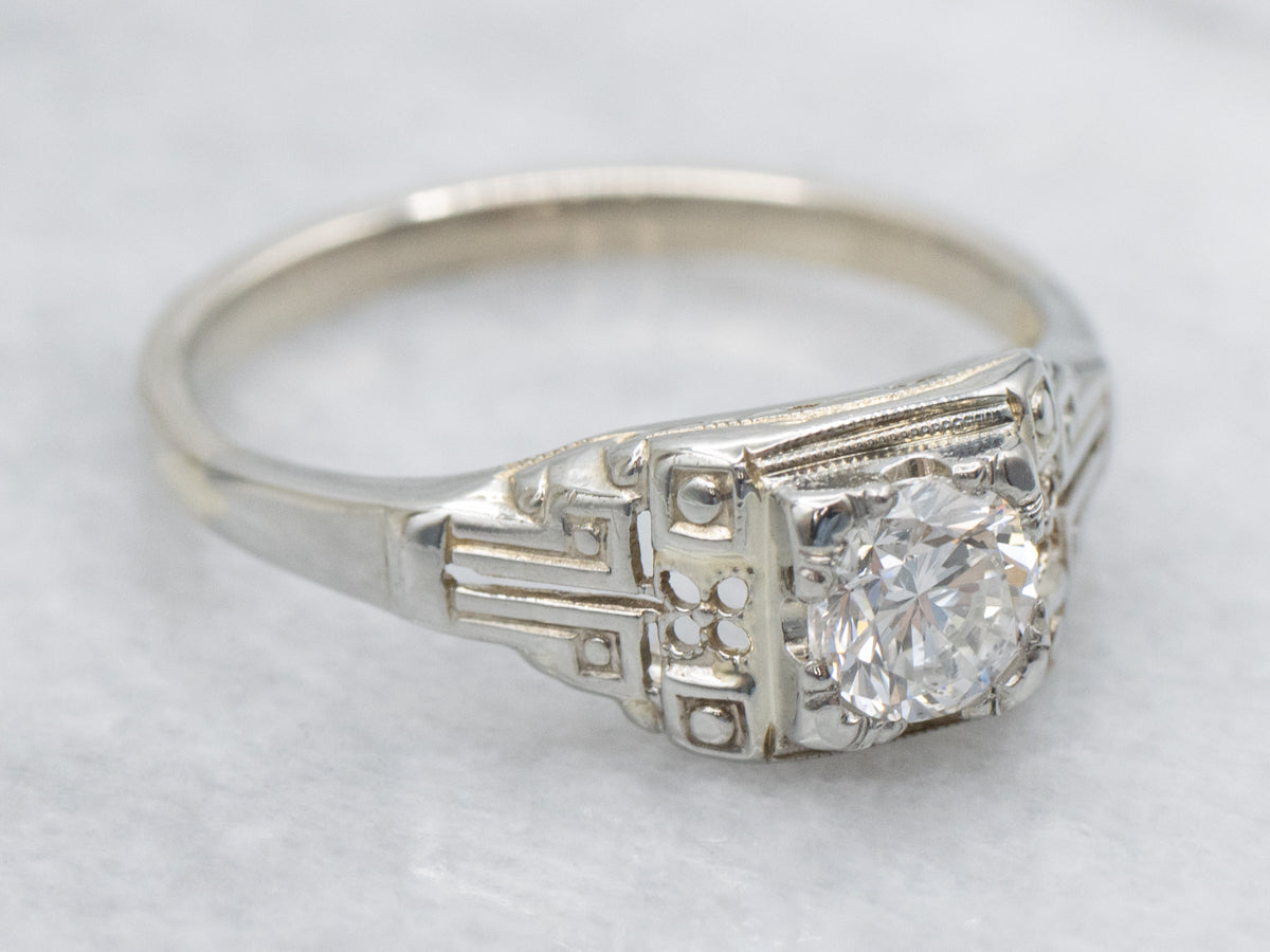 Art Deco Diamond Solitaire Engagement Ring