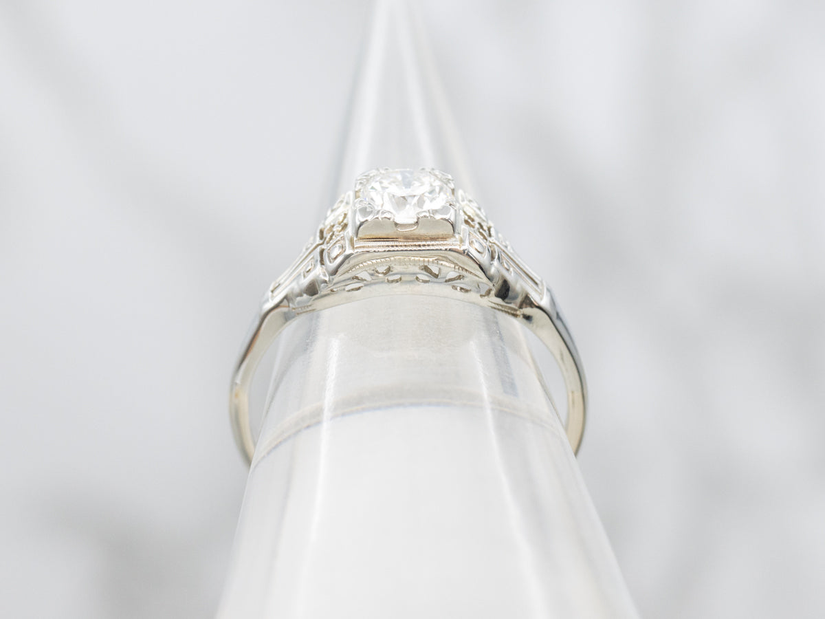 Art Deco Diamond Solitaire Engagement Ring