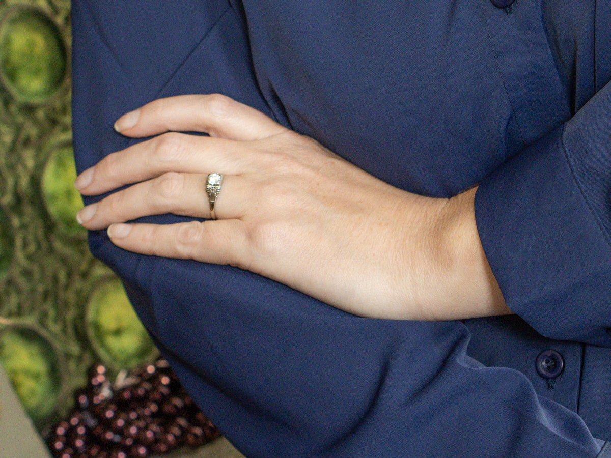 Art Deco Diamond Solitaire Engagement Ring