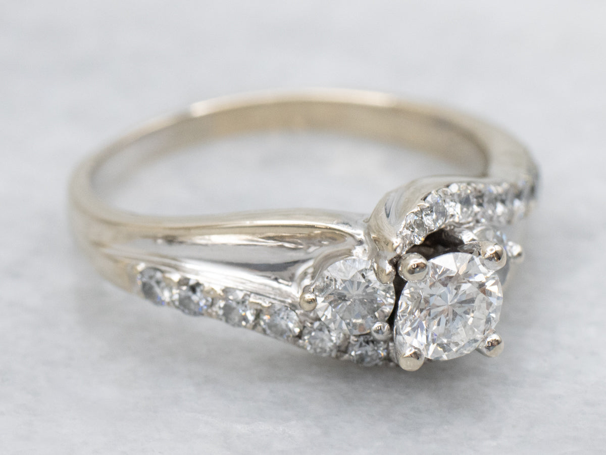 Modern Diamond Twisted Gold Engagement Ring
