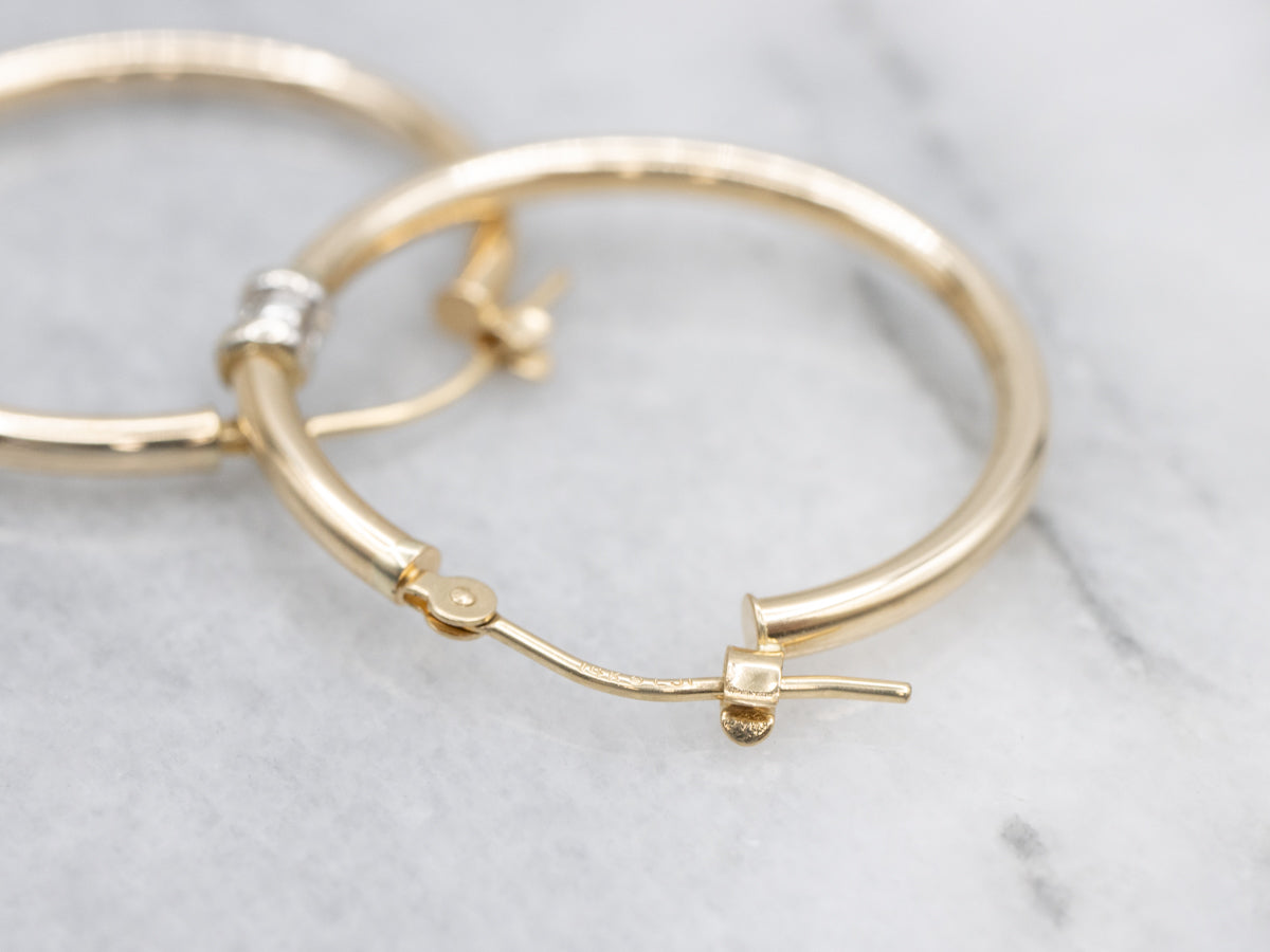 Two-Tone Gold Diamond Hoop Earrings