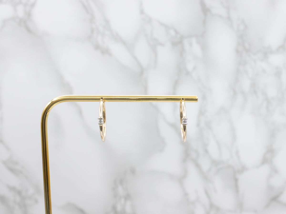Two-Tone Gold Diamond Hoop Earrings
