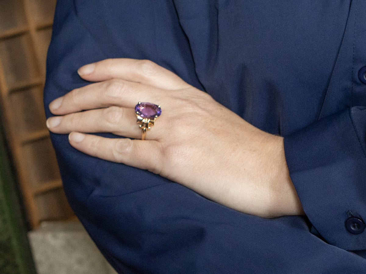 Vintage Amethyst and Gold Cocktail Ring