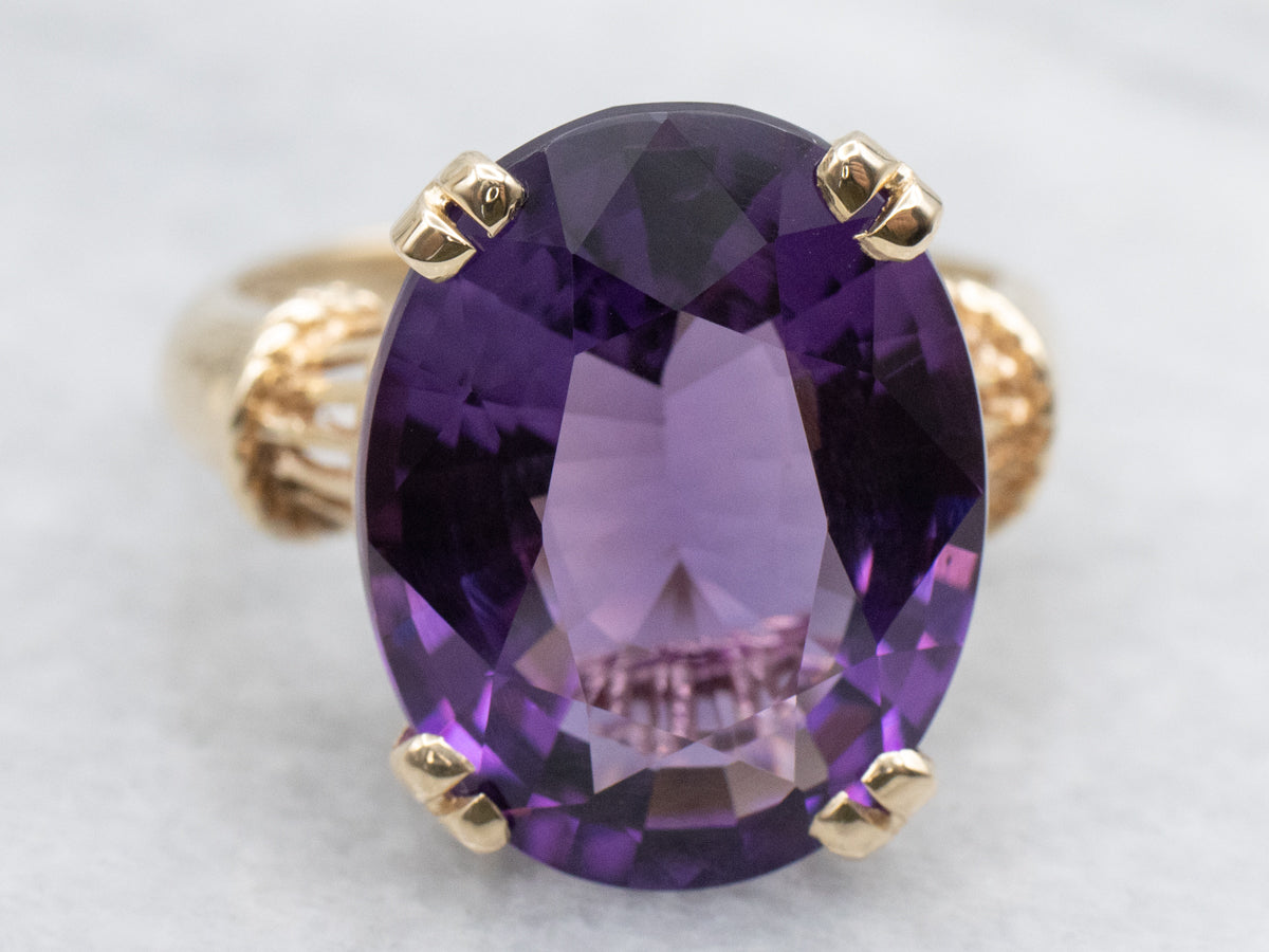 Nautical Themed Amethyst and Gold Cocktail Ring