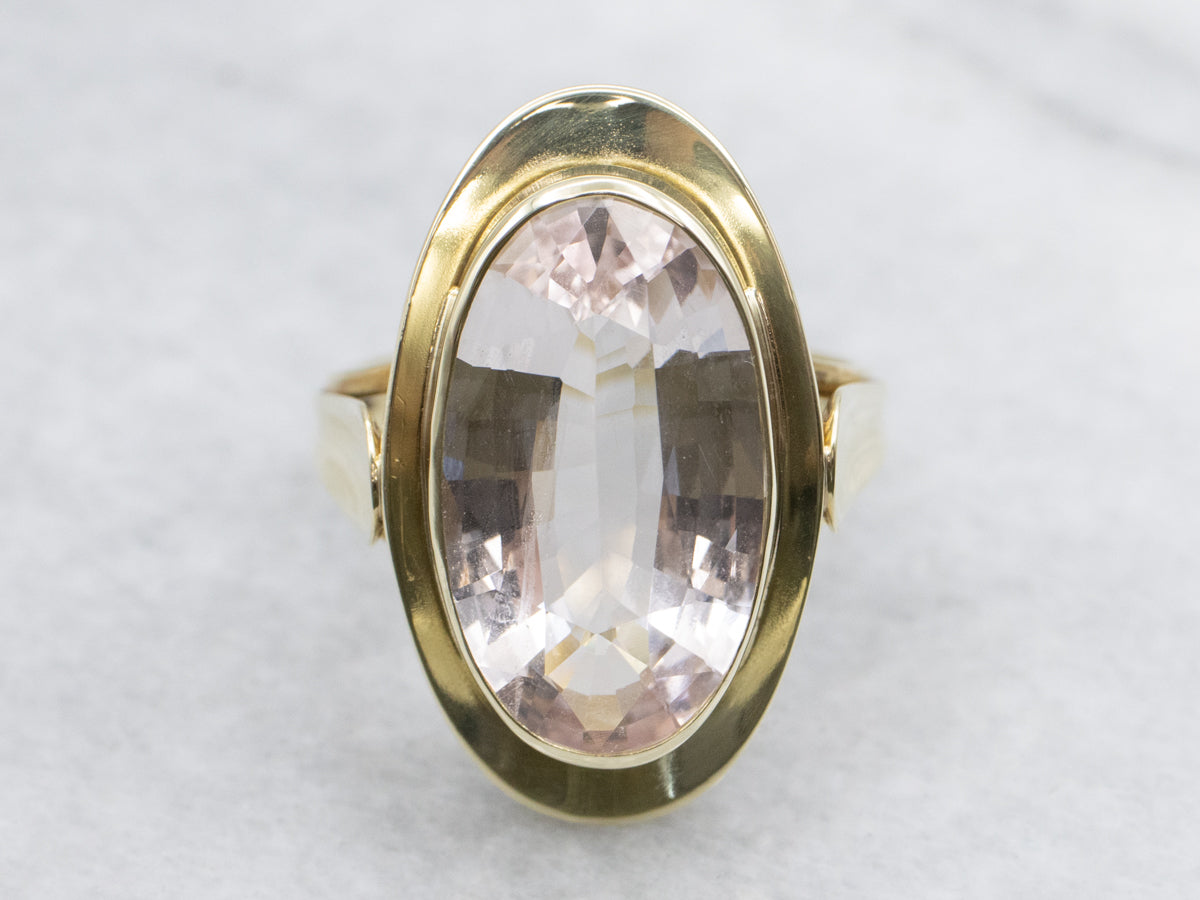 Sweet Pink Morganite and Gold Cocktail Ring