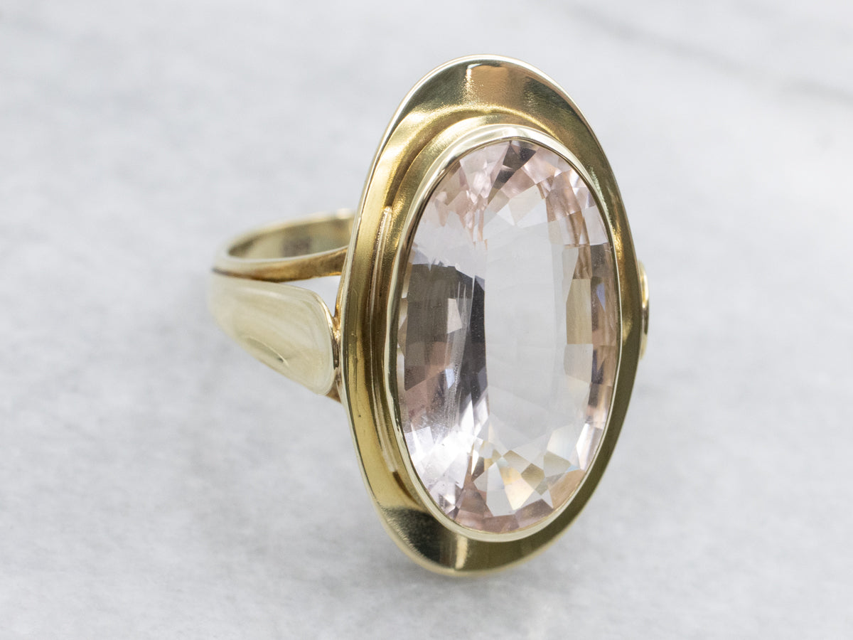 Sweet Pink Morganite and Gold Cocktail Ring