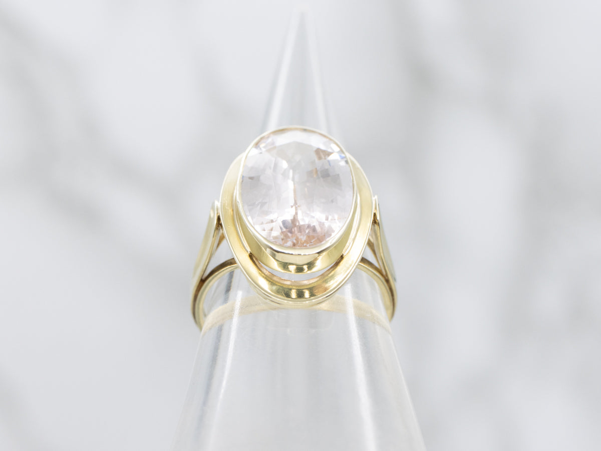 Sweet Pink Morganite and Gold Cocktail Ring