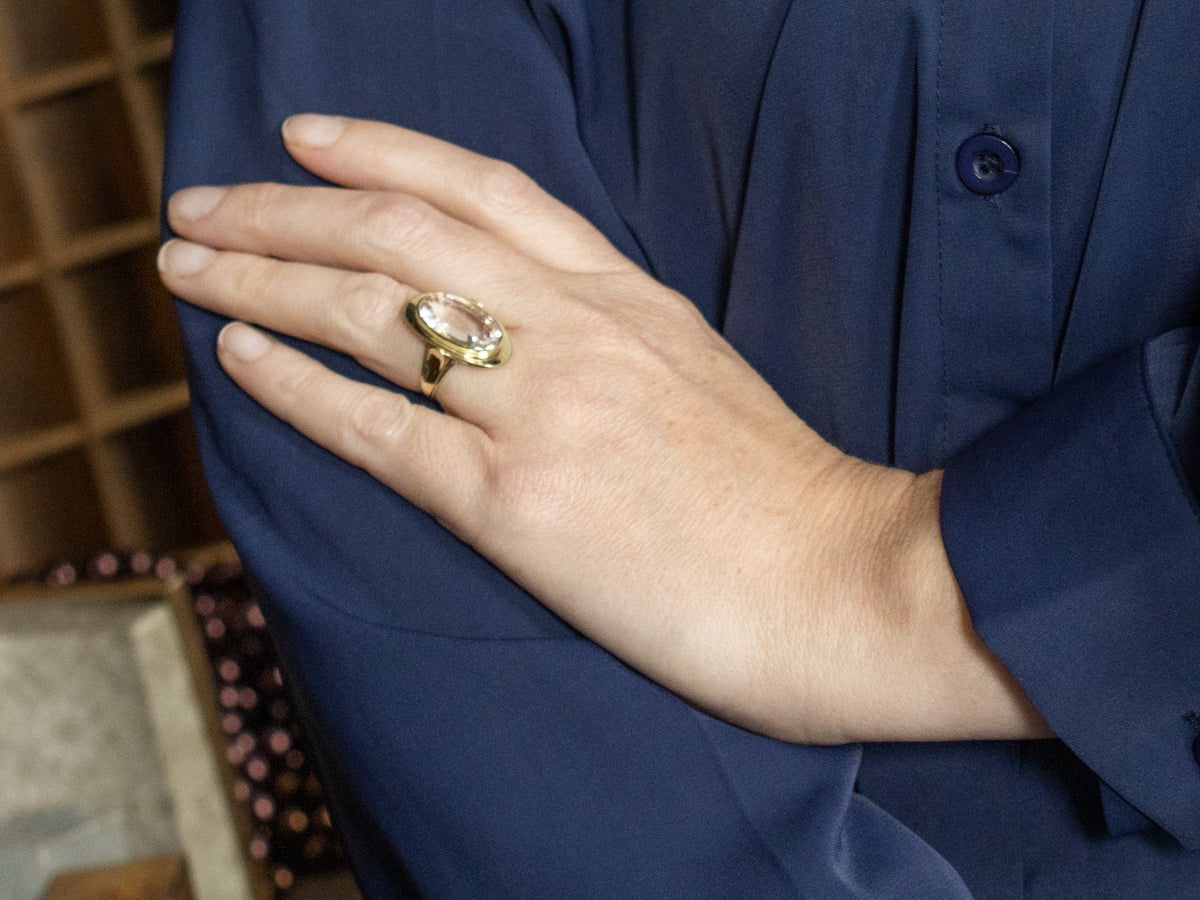 Sweet Pink Morganite and Gold Cocktail Ring
