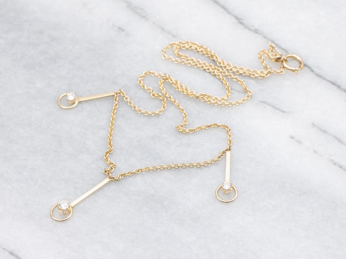 Yellow Gold Diamond Fringe Necklace