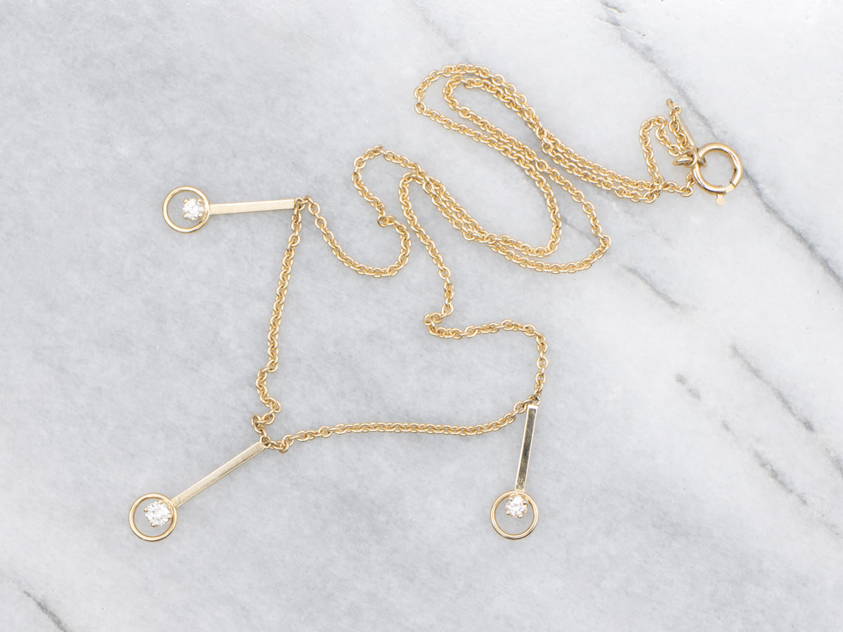 Yellow Gold Diamond Fringe Necklace