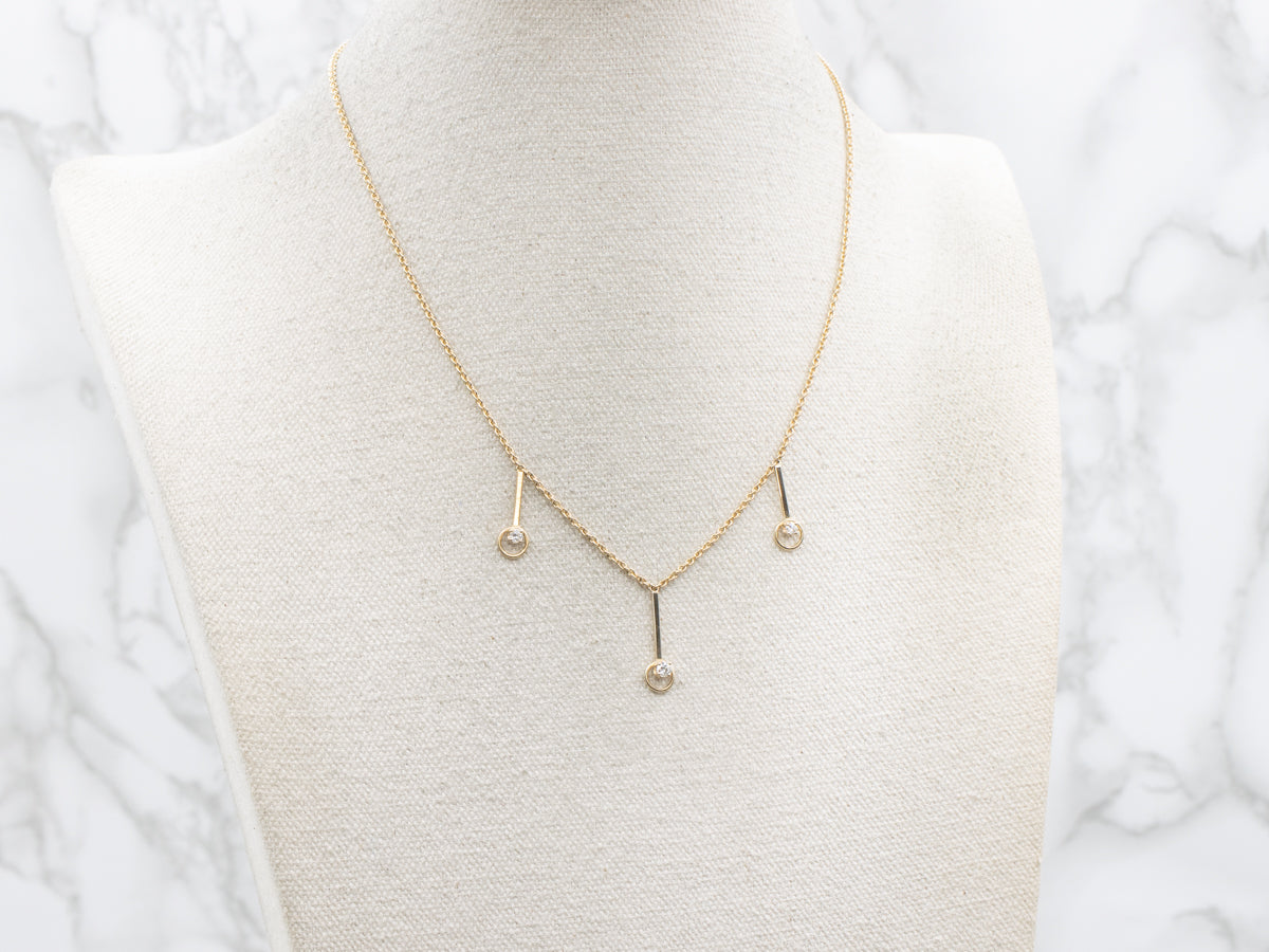 Yellow Gold Diamond Fringe Necklace