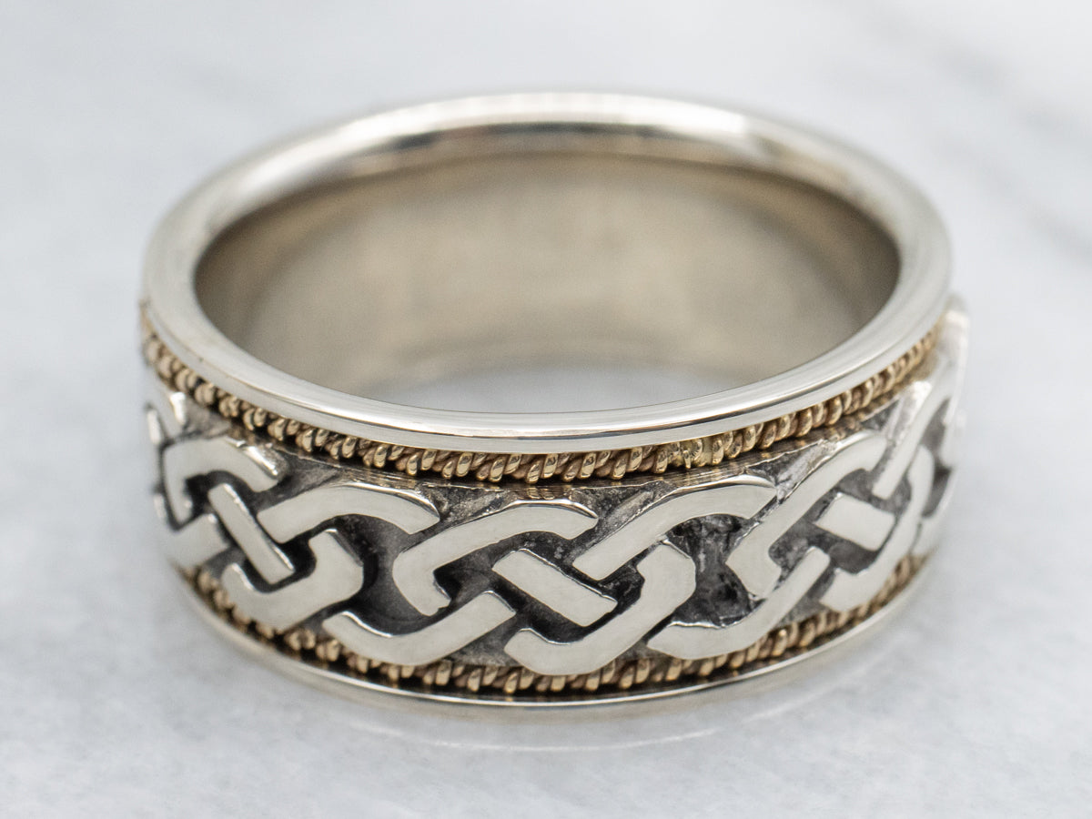 14-Karat Two Tone Gold Celtic Knot Wedding Band