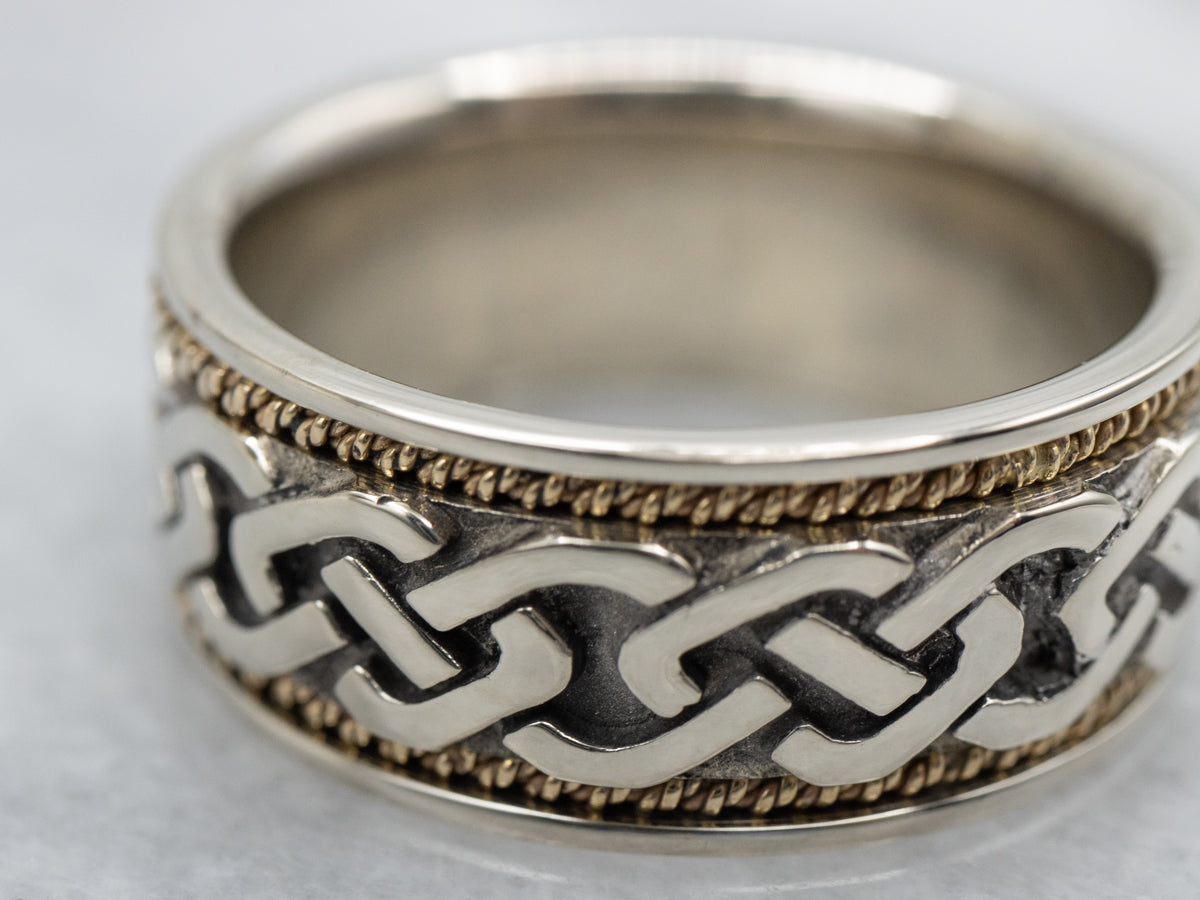 14-Karat Two Tone Gold Celtic Knot Wedding Band