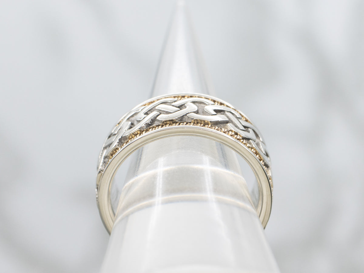 14-Karat Two Tone Gold Celtic Knot Wedding Band
