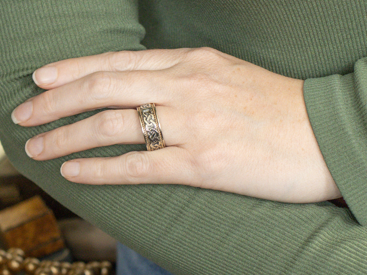14-Karat Two Tone Gold Celtic Knot Wedding Band
