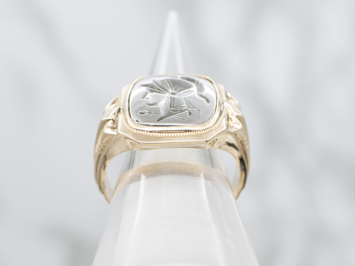 Ostby and Barton Gold Hematite Intaglio Ring