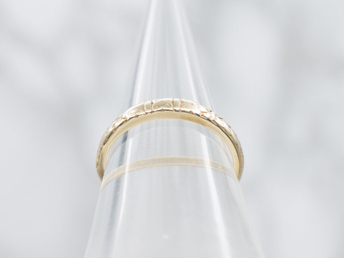 Antique Gold Forget-Me-Not Floral Pattern Band