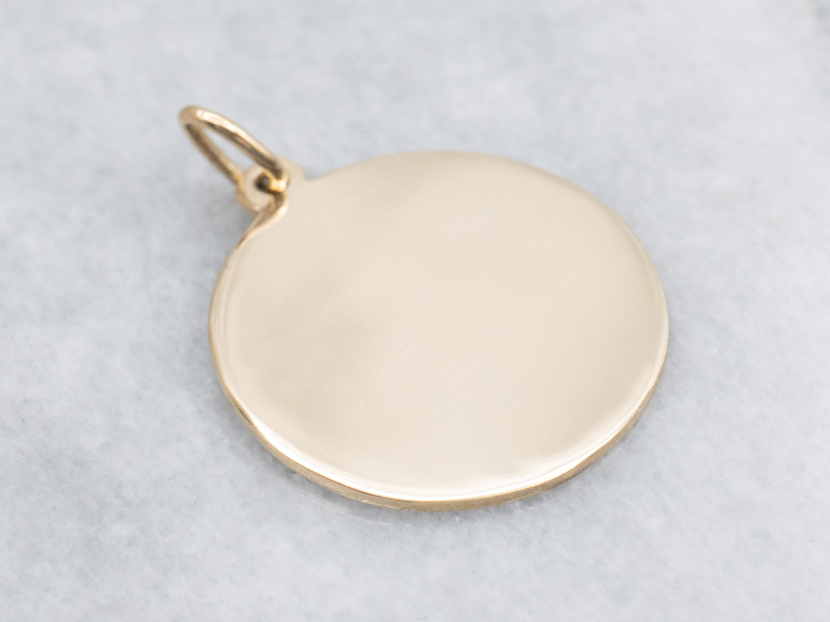 Polished Yellow Gold Disc Pendant