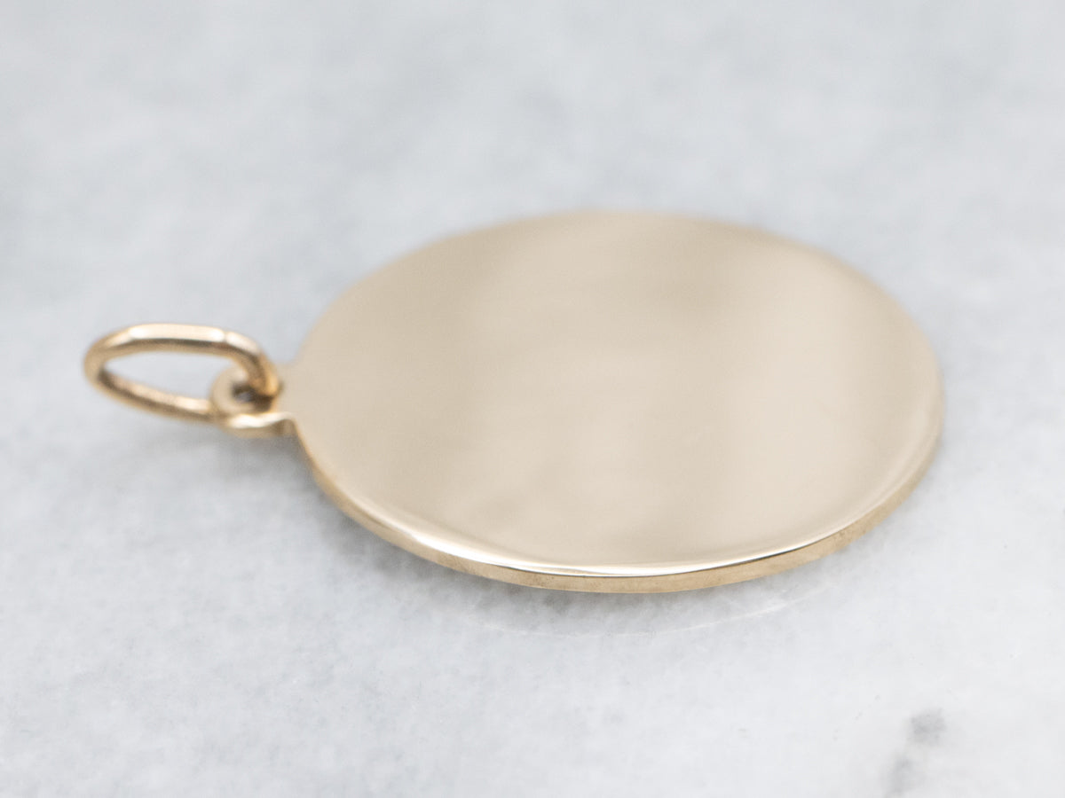 Polished Yellow Gold Disc Pendant