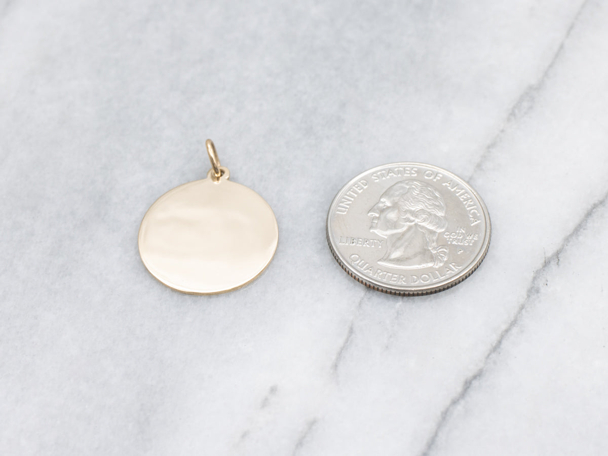 Polished Yellow Gold Disc Pendant