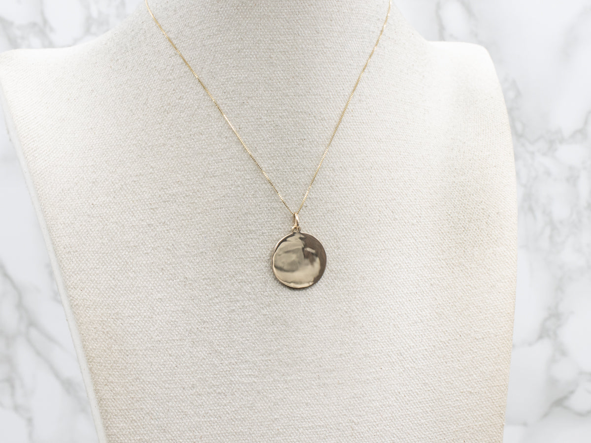 Polished Yellow Gold Disc Pendant