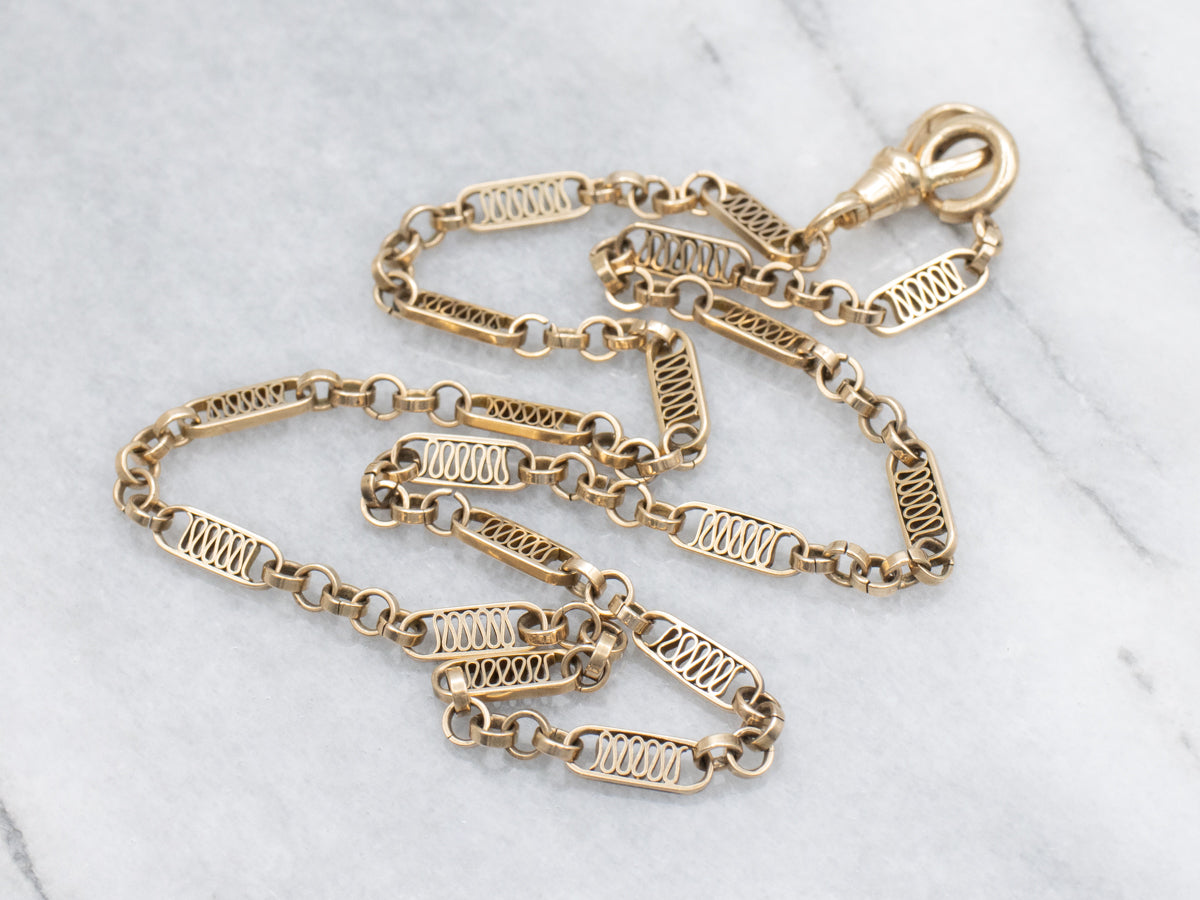 Unique Filigree Link Antique Gold Pocket Watch Chain