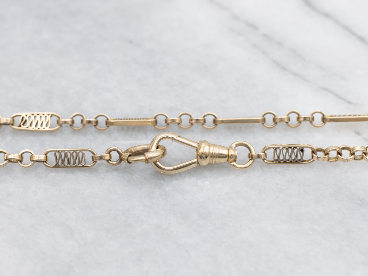 Unique Filigree Link Antique Gold Pocket Watch Chain