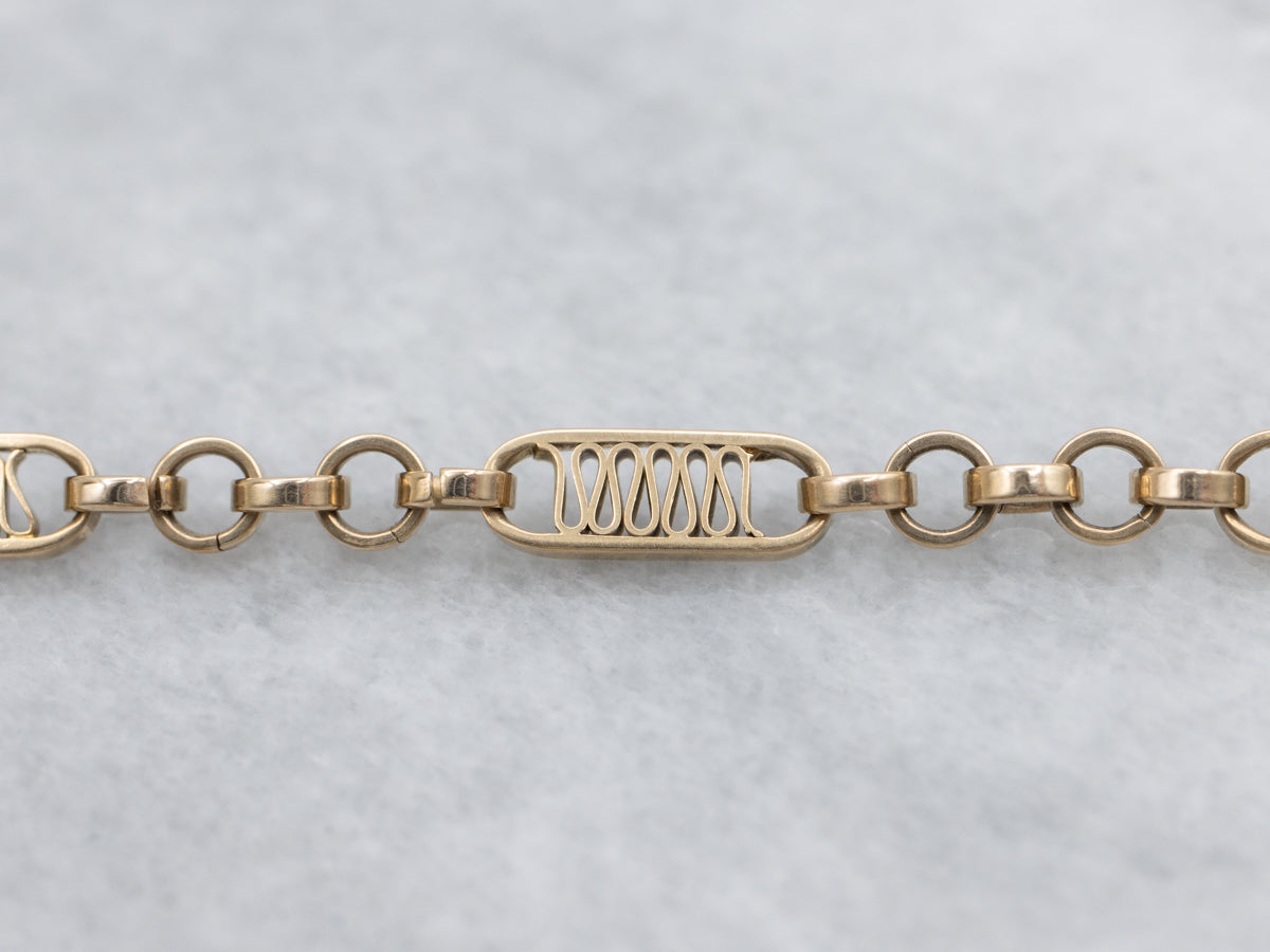 Unique Filigree Link Antique Gold Pocket Watch Chain