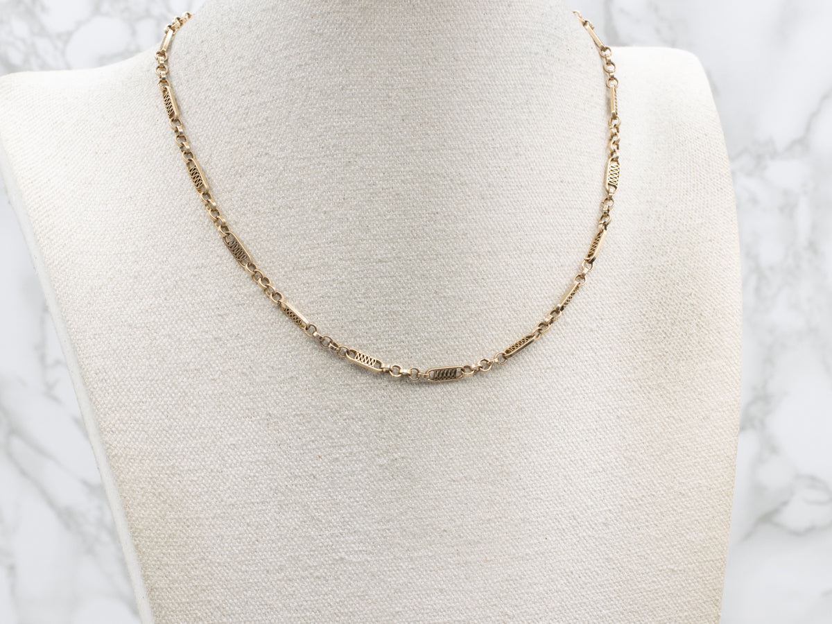 Unique Filigree Link Antique Gold Pocket Watch Chain