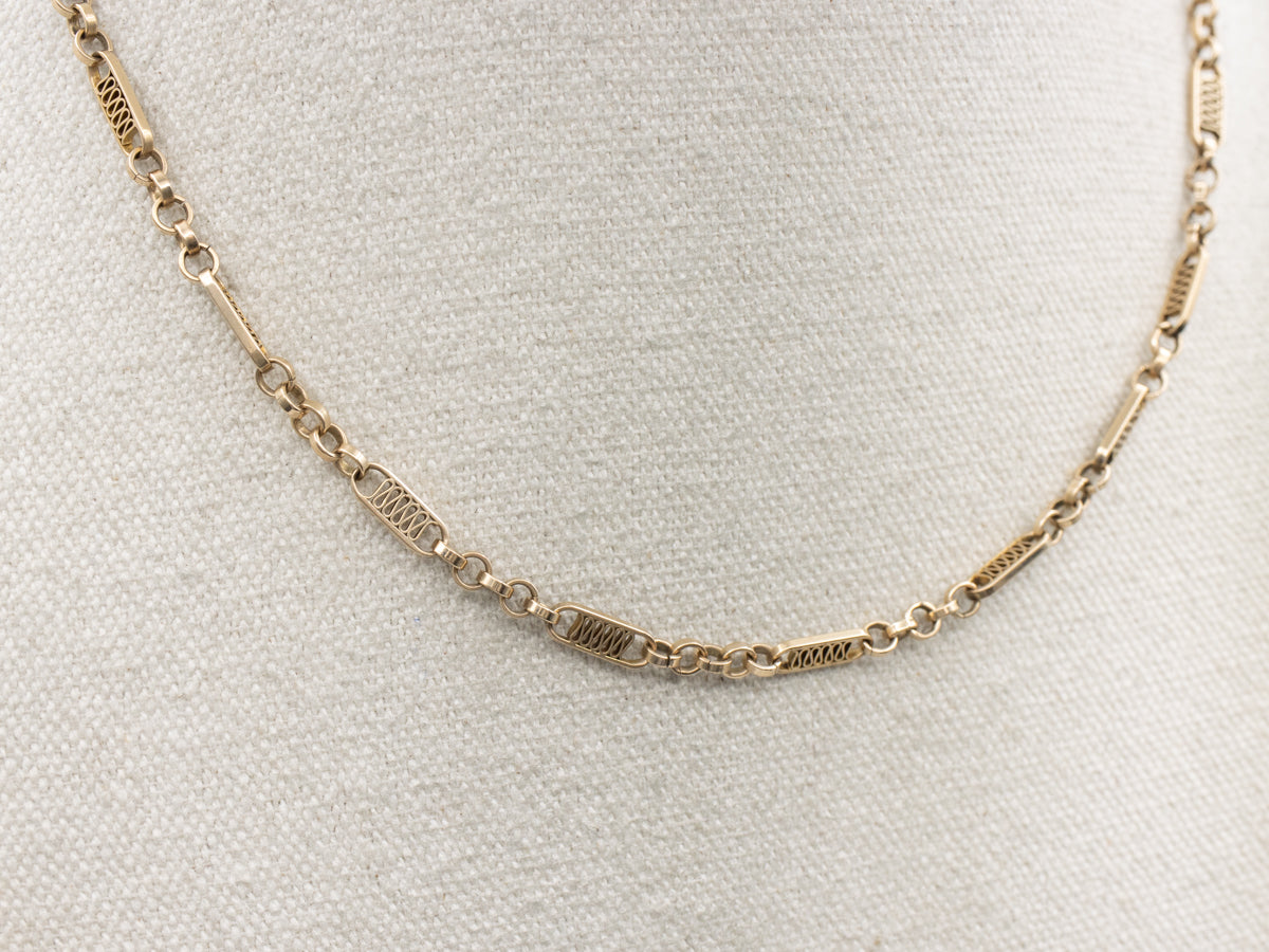 Unique Filigree Link Antique Gold Pocket Watch Chain