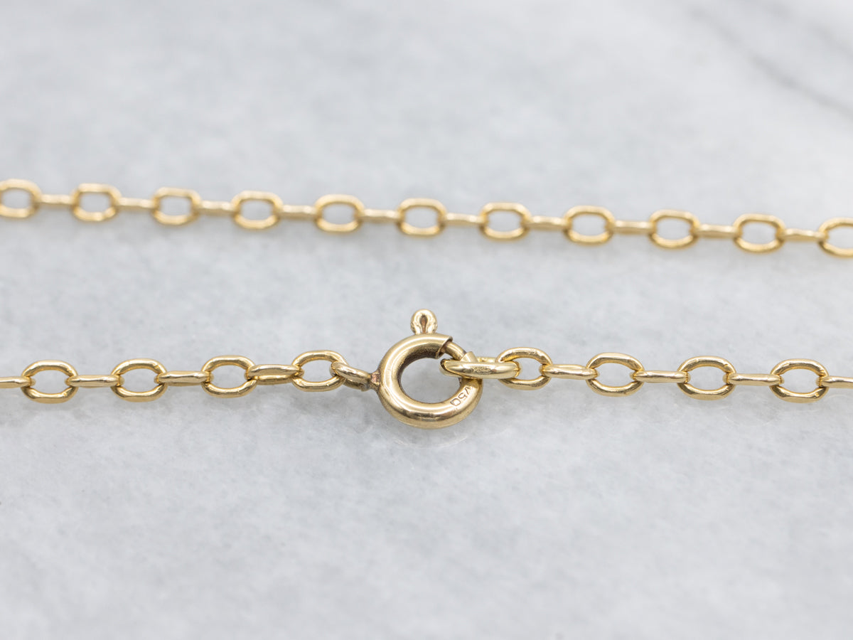 Long Yellow Gold Cable Chain with Spring Ring Clasp