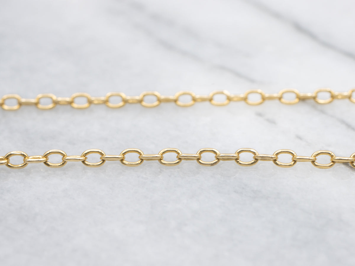Long Yellow Gold Cable Chain with Spring Ring Clasp