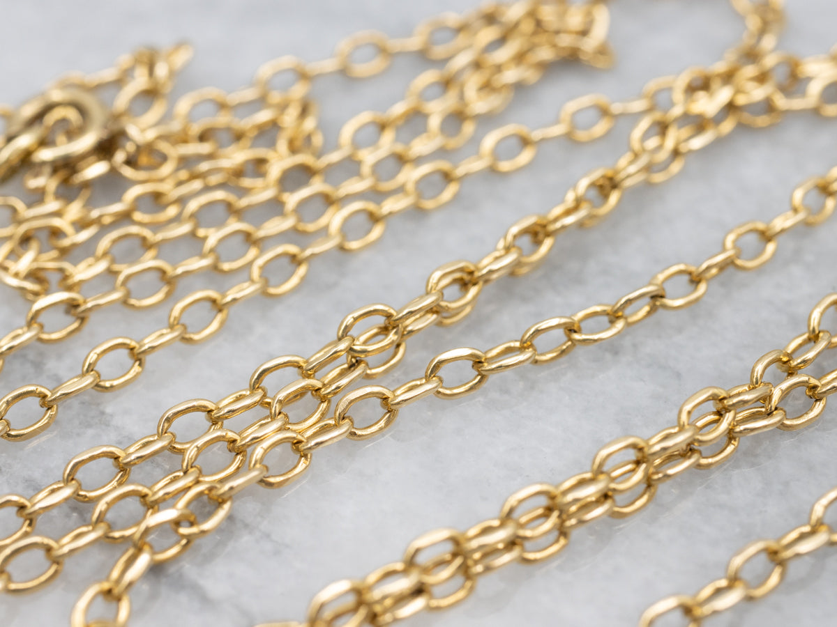 Long Yellow Gold Cable Chain with Spring Ring Clasp